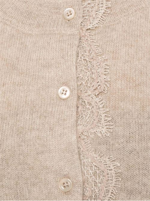 Sand beige cardigan Ermanno Scervino | D455N313APPYUM1507